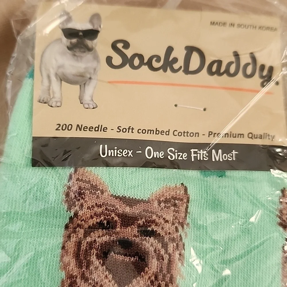 Mint Green Yorkie Dog Socks - Picture 2 of 5